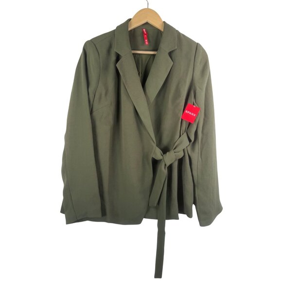Spanx Jackets & Blazers - Spanx Crepe Wrap Blazer light weight preppy 90s relaxed olive sz M